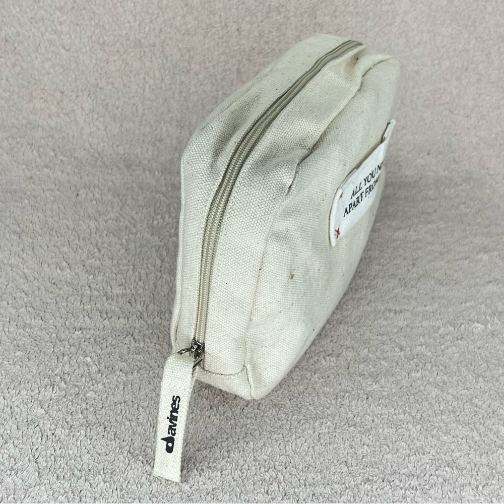 Davines Cotton Cosmetic Dopp Kit Makeup Bag-Ivory-All You Need Apart From Love - Picture 5 of 12